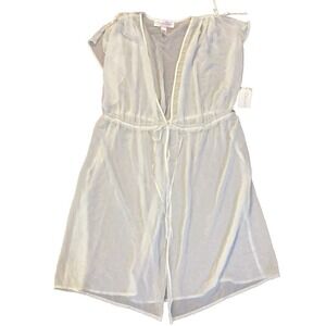Oscar de la Renta Pink Label White Lace  Robe Sz Large Belt‎ Tie